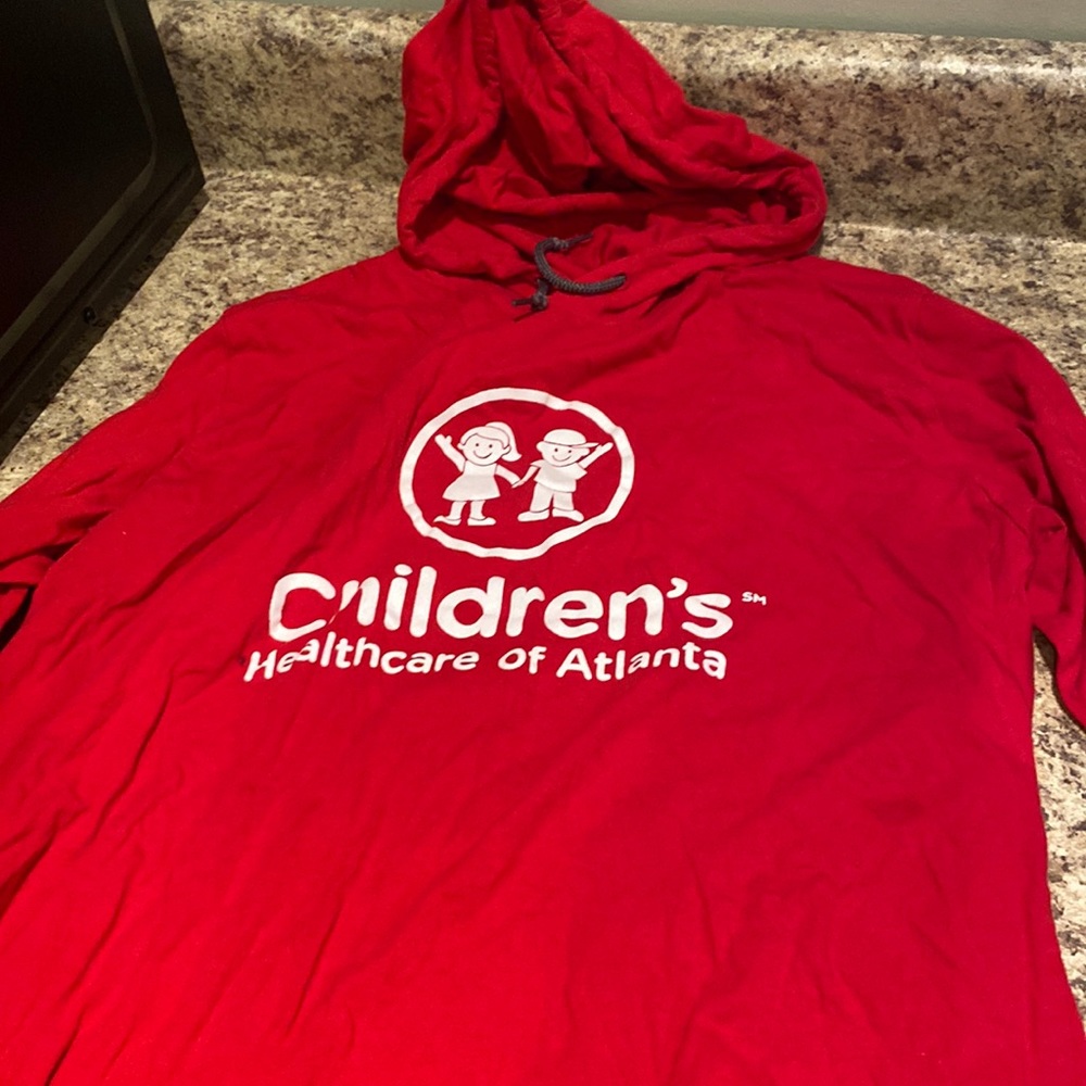 Red long sleeve shirt with hood
